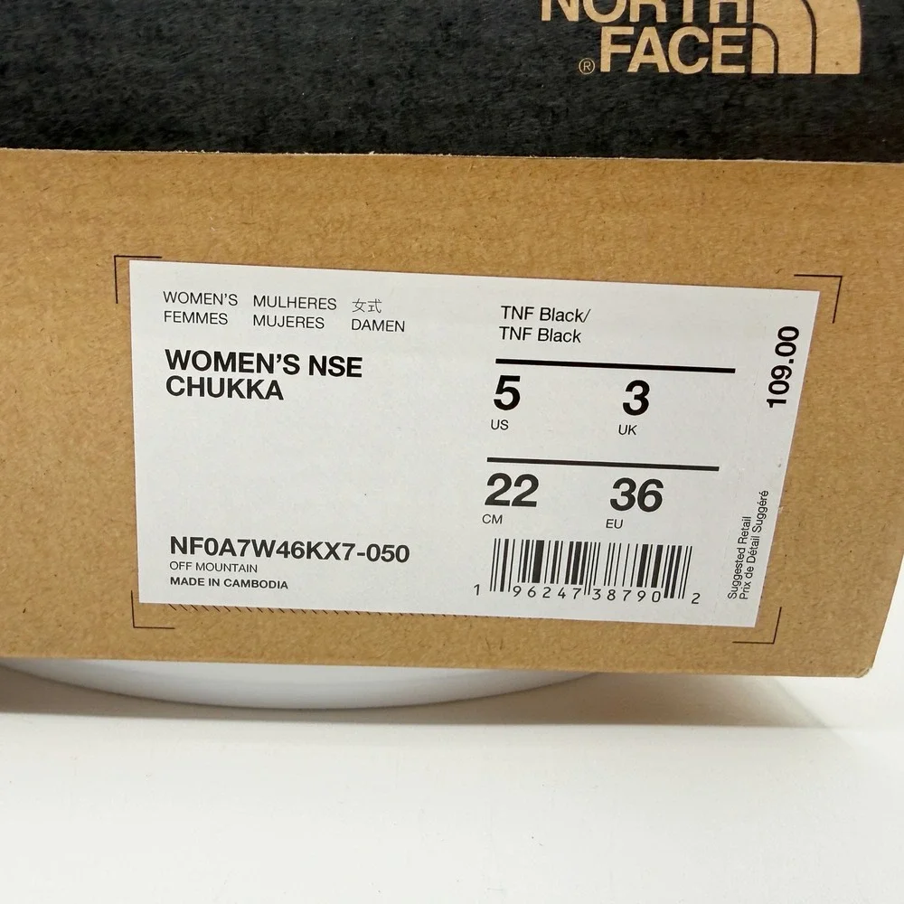 The North Face Womens NSE Chukka Boots Size 5 TNF Black Puffer NF0A7W46KX7 - NEW